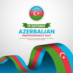 Wall Mural - Azerbaijan Independence Day square background with waving ribbon flag