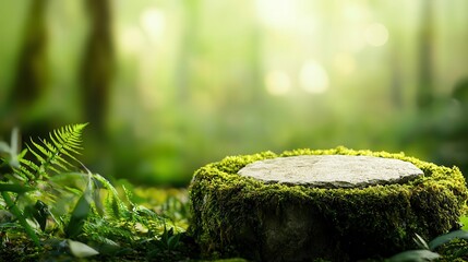 Poster - Mossy Stone Platform in a Forest.