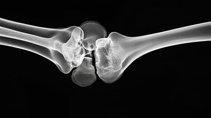 Canvas Print - A black and white x-ray image of a human wrist joint.