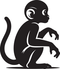 Monkey animal Silhouette isolated on white background Minimalist monkey vector illustration