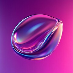 Wall Mural - abstract purple and blue liquid glass object d rendering