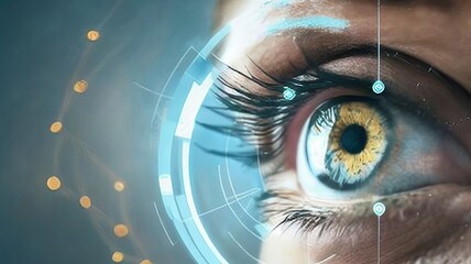 female eye close up .artificial intelligence concept