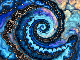 Lapis lazuli blue stone texture color green abstract background spiral fractal vortex design graphic