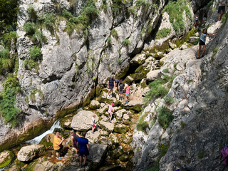 The source of the Soča River or Spring of Soča river (Triglav National Park, Slovenia) - Quelle der Soca oder Die Quelle des Flusses Soca (Nationalpark Triglav, Slowenien) - Izvir Soče