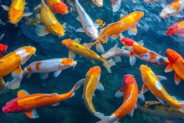 Poster - Colorful Koi Fish Swimming in a Pond