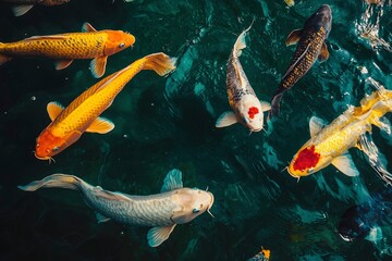 Poster - Colorful Koi Fish Swimming in a Pond