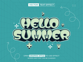 hello summer editable text, font effect, 3d text for title