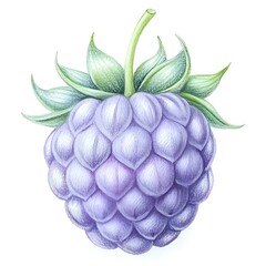 Wall Mural - A detailed pencil illustration of a single Boysenberry. featuring a realistic texture and vibrant colors.