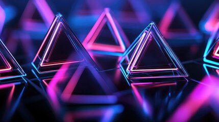 Poster - Glowing geometric shapes in neon colors