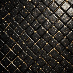 Wall Mural - Black and Gold Diamond-Shaped Glitter Tiles