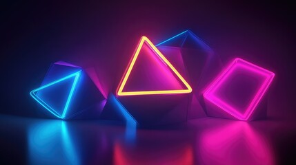 Poster - Glowing geometric shapes in neon colors