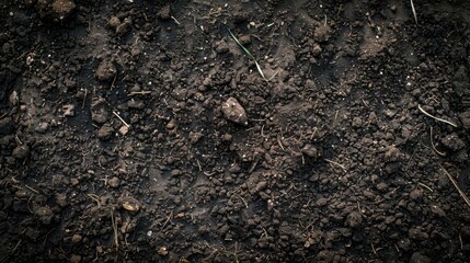 Wall Mural - dark brown soil background top view