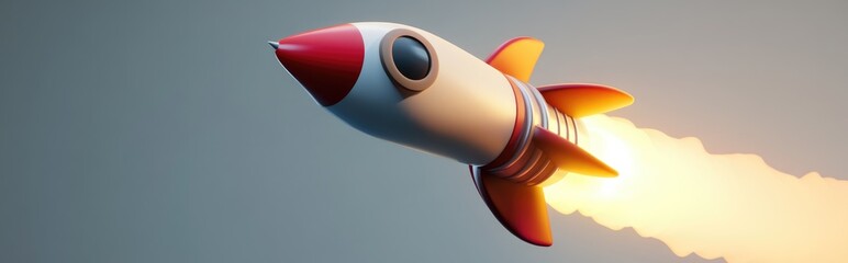 Aufkleber - Rocket icon in 3D cartoon style rendering