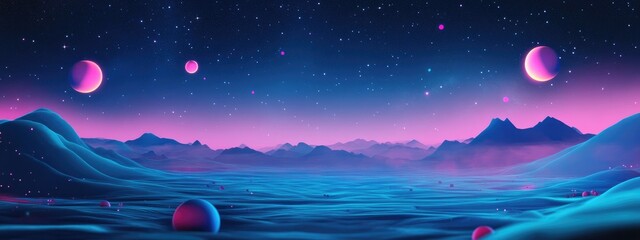 Poster - 3D cartoon illustration featuring a starry sky scene