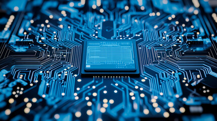 Wall Mural - The Future of Technology: A Close-Up Look at a Powerful Microchip and its Complex Circuitry.