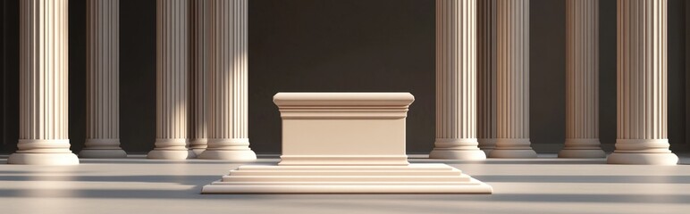 Poster - Greek style podium pedestal with columns 3D rendering