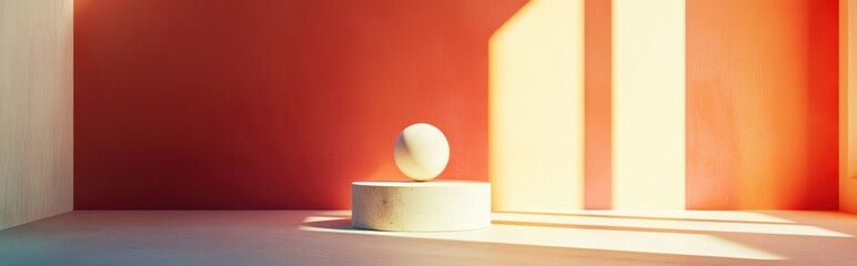 Aufkleber - Elegant and beautiful abstract background featuring minimalistic elements on a pedestal presented through 3D illustration and rendering