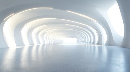 Abstract modern architectural background featuring a spacious empty interior 3D rendering