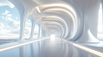 Poster - Futuristic interior design featuring architectural columns in a 3D rendering