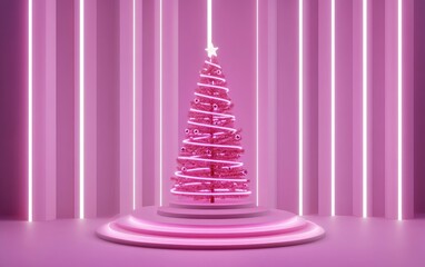 Aufkleber - Background display for showcasing products 3D rendering illustration of a Christmas tree