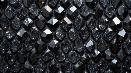 Wall Mural - Black, Faceted Gemstones in a Pattern