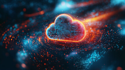 A modern cloud technology background, featuring an integrated digital web concept with interconnected elements and a sleek, futuristic design.