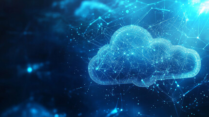 A modern cloud technology background, featuring an integrated digital web concept with interconnected elements and a sleek, futuristic design.