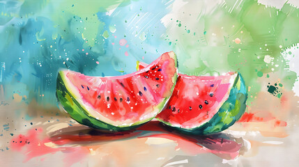 Sticker - Watermelon Summer Watercolor painting style