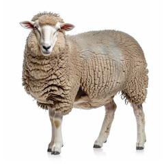 A Standing Arles Merino Sheep Ram with Transparent Background. 