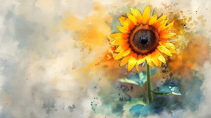 Poster - Sunflower Summer Watercolor painting style