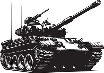 Battle Tank Silhouette vector illustration isolated on a white background military vehicle