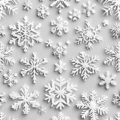 Aufkleber - Seamless pattern of snowflakes in different shapes. Generative AI.