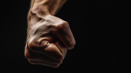 A close-up shot of a clenched fist, a symbol of strength and power.