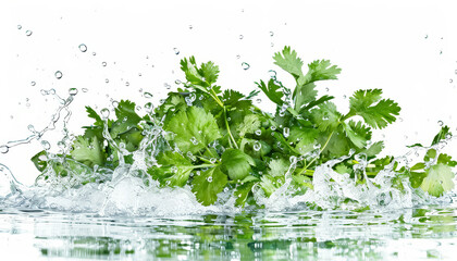 Sticker - A bunch of green herbs are floating in a stream of water