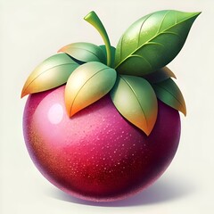 Wall Mural - A vibrant 3D illustration of a glossy. red Lansium fruit with vibrant green leaves. perfect for branding. websites. and app designs.