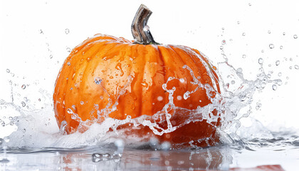 Sticker - A pumpkin is splashing water as it sits on a surface