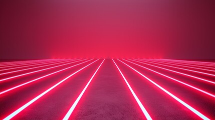 A vibrant red laser beam design creating a futuristic and dynamic visual effect in a dark environment.