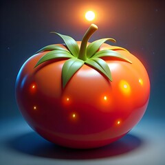 Wall Mural - A vibrant 3D illustration of a glowing tomato. perfect for adding a touch of playful energy to your design.