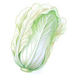 Wall Mural - A realistic illustration of a whole Chinese cabbage. rendered in delicate shades of green.