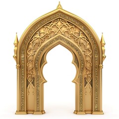 Wall Mural - Arabic golden arch isolated on transparent background. 