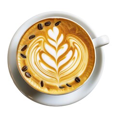 Wall Mural - Delicious latte art coffee against transparent background isolated on white background 