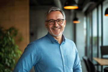 Smiling confident mature businessman looking at camera