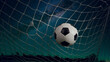 © ontsunan - Soccer ball hitting the net at night under a starry sky, symbolizing goal achievement and triumph in sports.