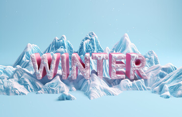 Wall Mural - Cartoon 3D winter illustration font material
