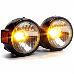 Canvas Print - Illuminating the Night: A Pair of Glowing Headlights 