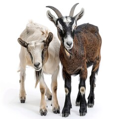 Sticker - goat on white, pair of goats, isolated on white 