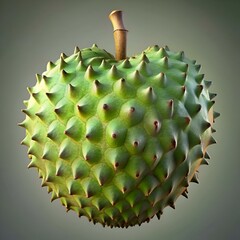 Wall Mural - A realistic 3D illustration of a soursop fruit. perfect for showcasing the unique texture and vibrant green color of this tropical fruit.