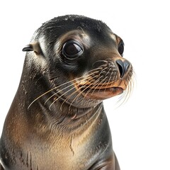 Australian sea lion against white background 