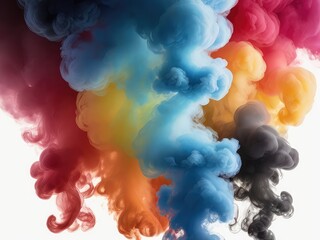 Sticker - Multi-colored smoke ,Liquid silver and radiant pink merging with explosive,Colorful Digital Ink Abstract Wave for Wall Paper., Abstract background. Modern smoke cloud