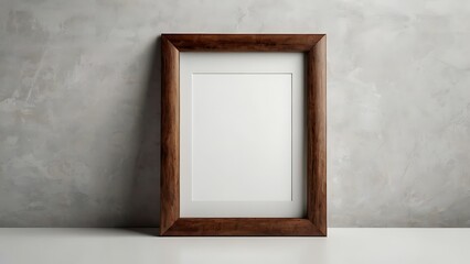 blank wooden photo frame mockup isolated on white background